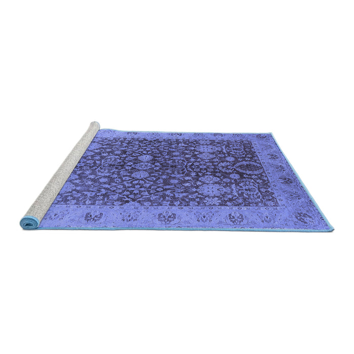 Sideview of Machine Washable Oriental Blue Industrial Rug, wshurb3216blu