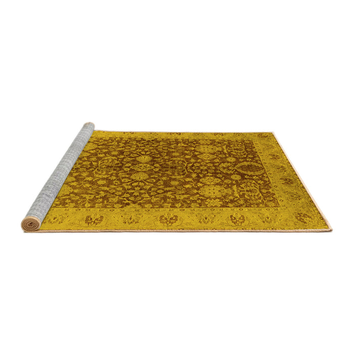 Sideview of Machine Washable Oriental Yellow Industrial Rug, wshurb3216yw