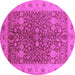 Round Machine Washable Oriental Pink Industrial Rug, wshurb3216pnk