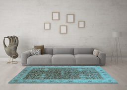Machine Washable Oriental Light Blue Industrial Rug in a Living Room, wshurb3216lblu