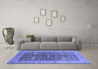 Machine Washable Oriental Blue Industrial Rug, wshurb3216blu