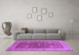Machine Washable Oriental Purple Industrial Area Rugs in a Living Room, wshurb3216pur