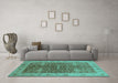 Machine Washable Oriental Turquoise Industrial Area Rugs in a Living Room,, wshurb3216turq