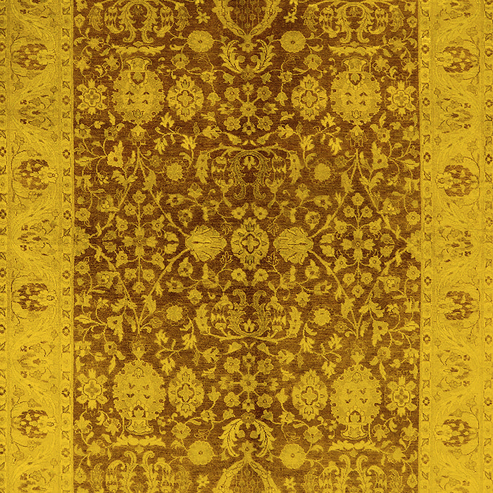 Machine Washable Oriental Yellow Industrial Rug, wshurb3216yw