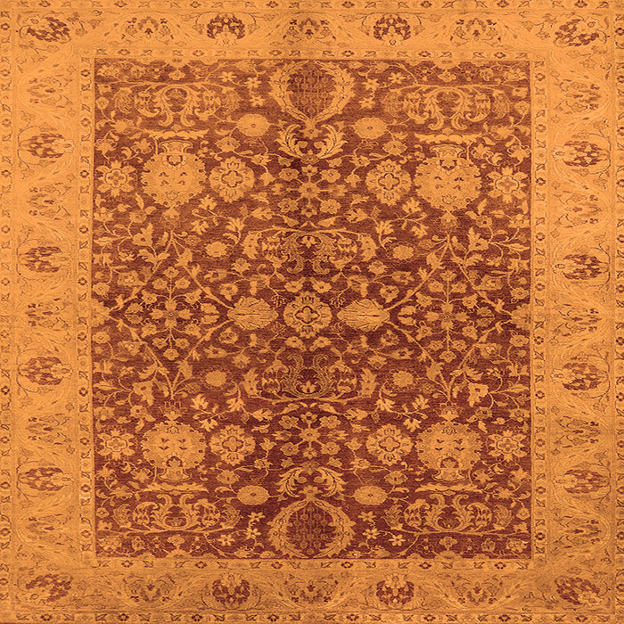 Square Machine Washable Oriental Orange Industrial Area Rugs, wshurb3216org