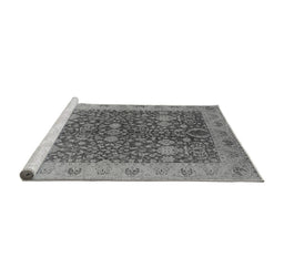 Sideview of Machine Washable Oriental Gray Industrial Rug, wshurb3216gry