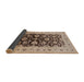 Sideview of Mid-Century Modern Dark Sienna Brown Oriental Rug, urb3217