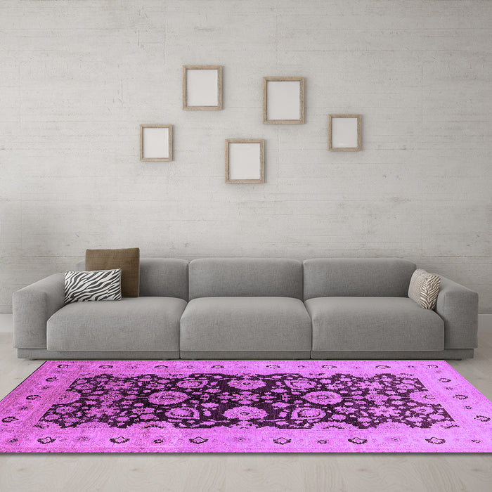Machine Washable Oriental Purple Industrial Area Rugs in a Living Room, wshurb3217pur