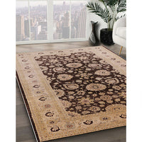 Mid-Century Modern Dark Sienna Brown Oriental Rug, urb3217