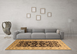 Machine Washable Oriental Brown Industrial Rug in a Living Room,, wshurb3217brn