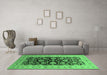 Machine Washable Oriental Emerald Green Industrial Area Rugs in a Living Room,, wshurb3217emgrn