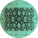 Round Machine Washable Oriental Turquoise Industrial Area Rugs, wshurb3217turq