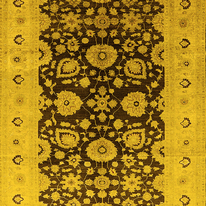 Machine Washable Oriental Yellow Industrial Rug, wshurb3217yw