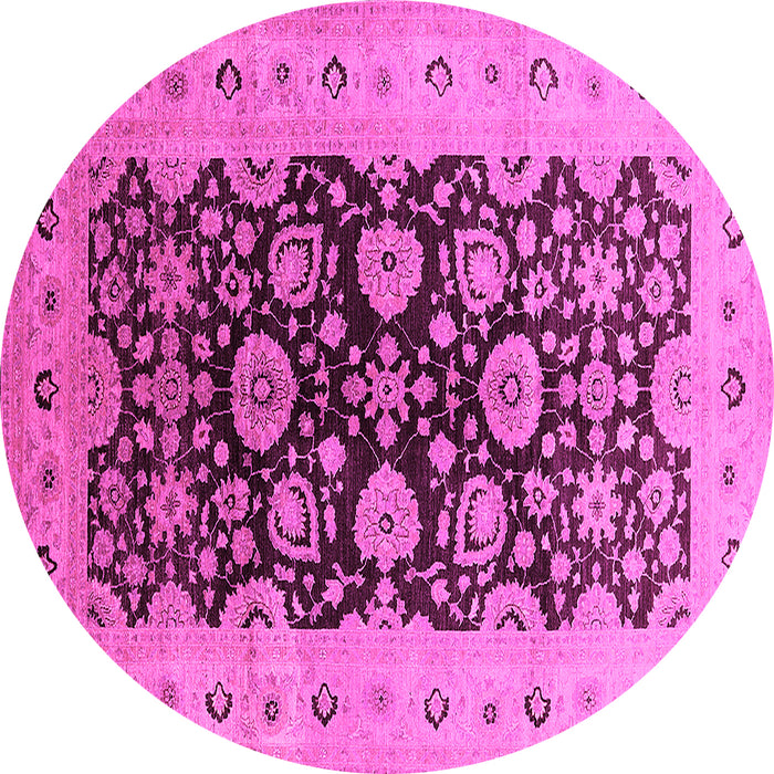 Round Machine Washable Oriental Pink Industrial Rug, wshurb3217pnk