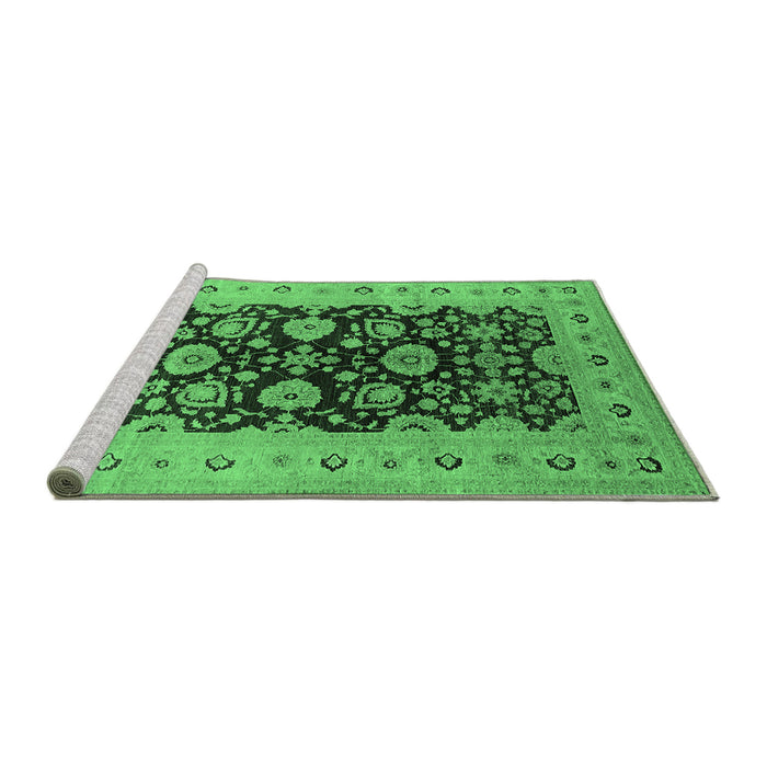 Sideview of Machine Washable Oriental Emerald Green Industrial Area Rugs, wshurb3217emgrn