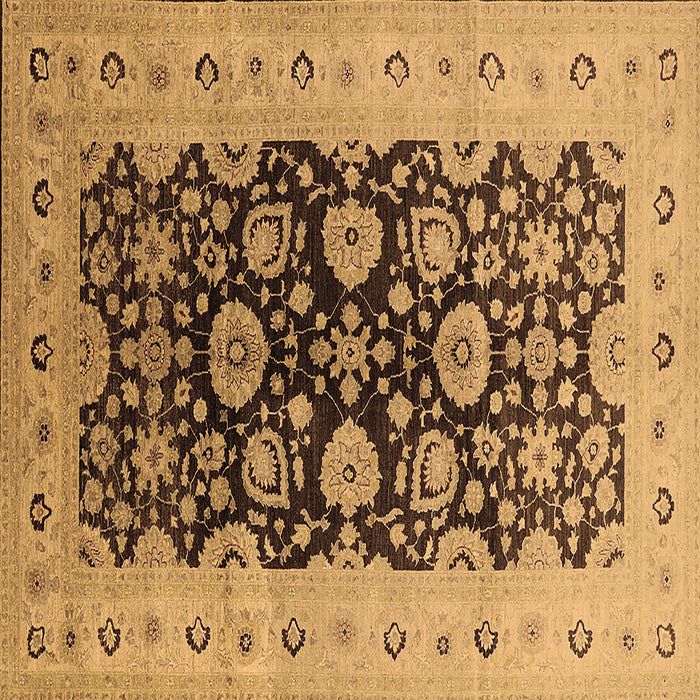 Square Machine Washable Oriental Brown Industrial Rug, wshurb3217brn