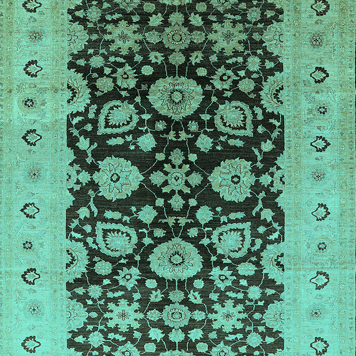 Machine Washable Oriental Turquoise Industrial Area Rugs, wshurb3217turq