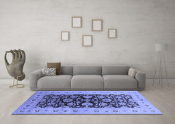Machine Washable Oriental Blue Industrial Rug in a Living Room, wshurb3217blu