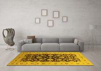 Machine Washable Oriental Yellow Industrial Rug, wshurb3217yw