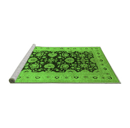 Sideview of Machine Washable Oriental Green Industrial Area Rugs, wshurb3217grn