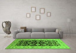 Machine Washable Oriental Green Industrial Area Rugs in a Living Room,, wshurb3217grn