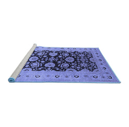 Sideview of Machine Washable Oriental Blue Industrial Rug, wshurb3217blu
