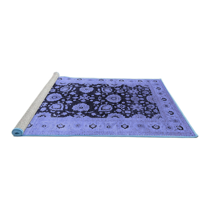 Sideview of Machine Washable Oriental Blue Industrial Rug, wshurb3217blu