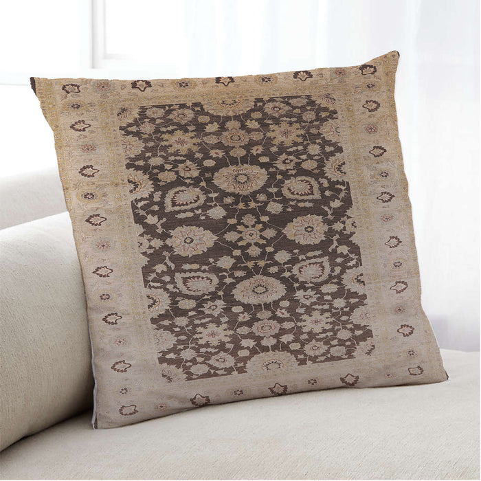 Lifestyle Image of Mid-Century Modern Urban Square Dark Sienna Brown Throw Pillow, 18 inch by 18 inch, pwurb3217