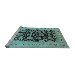 Sideview of Machine Washable Oriental Light Blue Industrial Rug, wshurb3217lblu