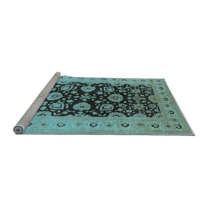 Sideview of Machine Washable Oriental Light Blue Industrial Rug, wshurb3217lblu