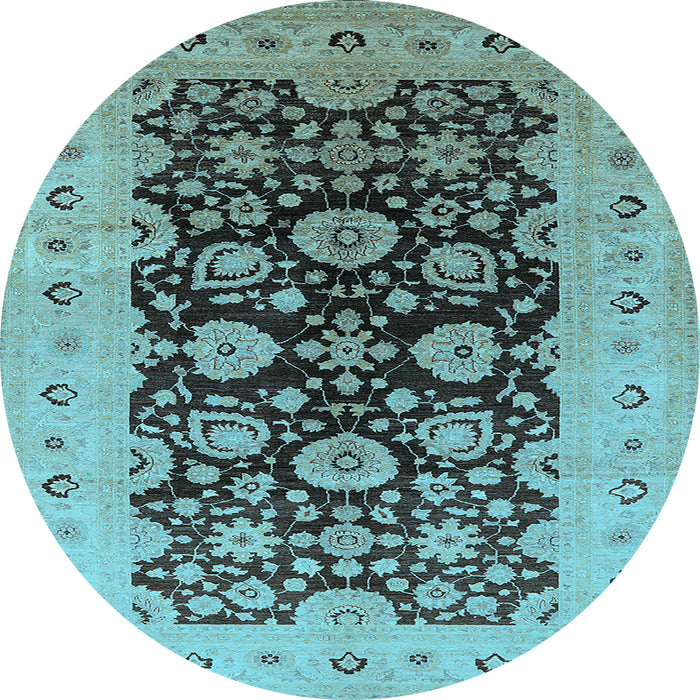 Round Oriental Light Blue Industrial Rug, urb3217lblu