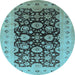 Round Oriental Light Blue Industrial Rug, urb3217lblu