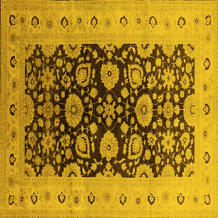 Square Machine Washable Oriental Yellow Industrial Rug, wshurb3217yw