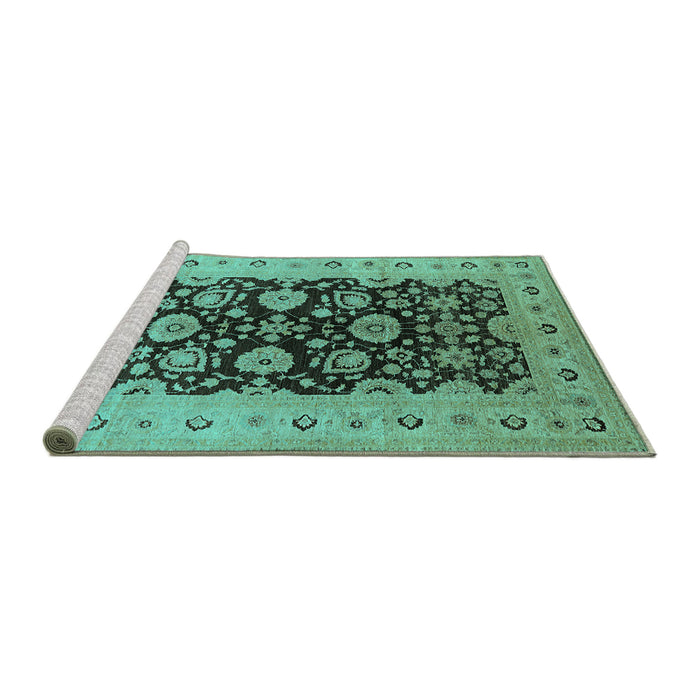 Sideview of Machine Washable Oriental Turquoise Industrial Area Rugs, wshurb3217turq
