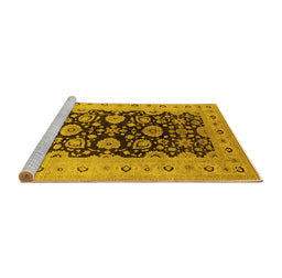 Sideview of Machine Washable Oriental Yellow Industrial Rug, wshurb3217yw