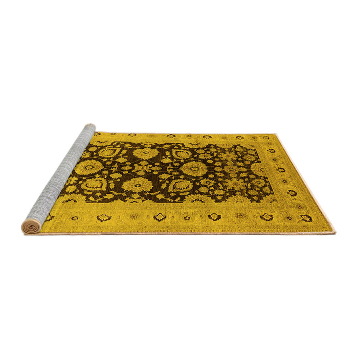 Sideview of Machine Washable Oriental Yellow Industrial Rug, wshurb3217yw