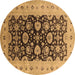 Round Oriental Brown Industrial Rug, urb3217brn