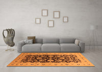 Machine Washable Oriental Orange Industrial Rug, wshurb3217org