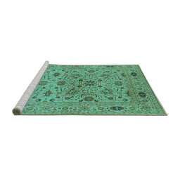 Sideview of Machine Washable Oriental Turquoise Industrial Area Rugs, wshurb3218turq