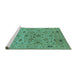 Sideview of Machine Washable Oriental Turquoise Industrial Area Rugs, wshurb3218turq