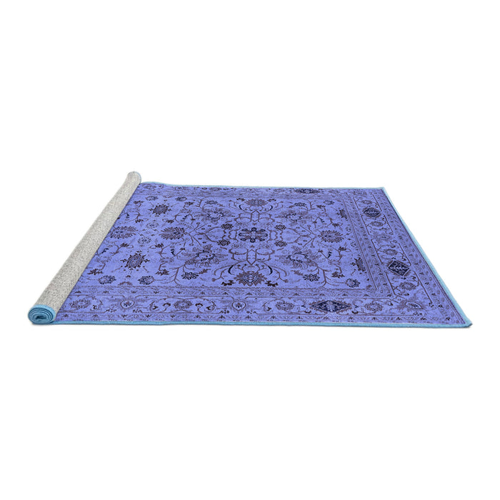Sideview of Machine Washable Oriental Blue Industrial Rug, wshurb3218blu