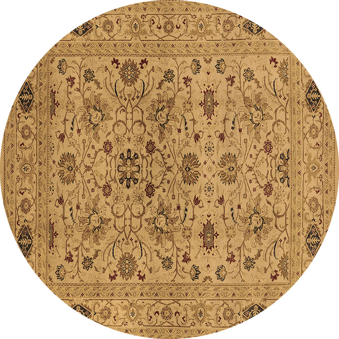 Round Oriental Brown Industrial Rug, urb3218brn