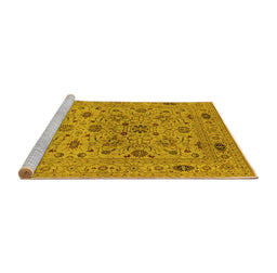 Sideview of Machine Washable Oriental Yellow Industrial Rug, wshurb3218yw