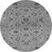 Round Machine Washable Oriental Gray Industrial Rug, wshurb3218gry