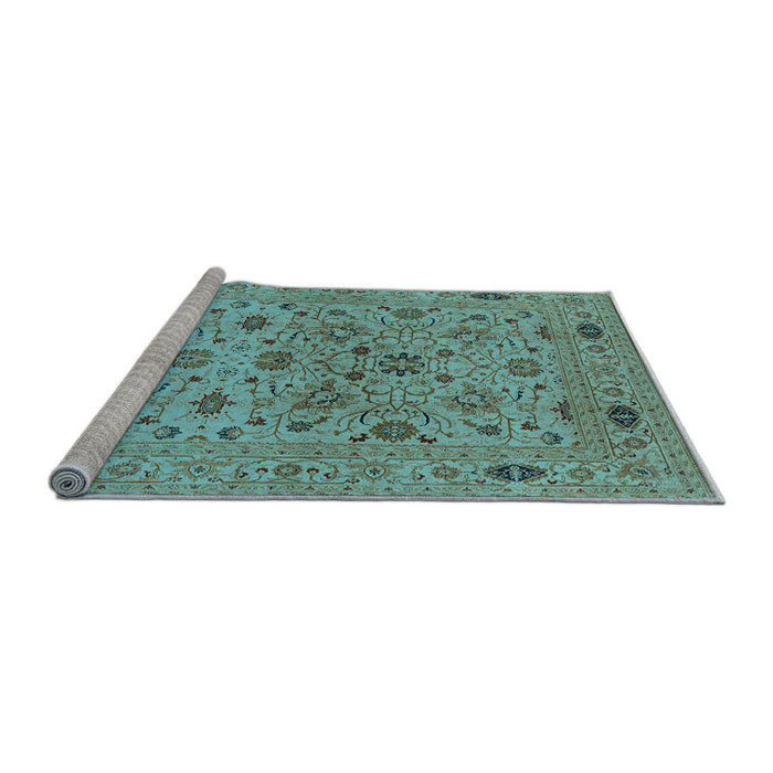 Sideview of Machine Washable Oriental Light Blue Industrial Rug, wshurb3218lblu