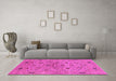 Machine Washable Oriental Pink Industrial Rug in a Living Room, wshurb3218pnk