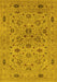 Machine Washable Oriental Yellow Industrial Rug, wshurb3218yw