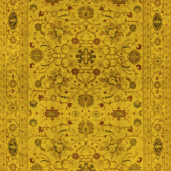 Machine Washable Oriental Yellow Industrial Rug, wshurb3218yw