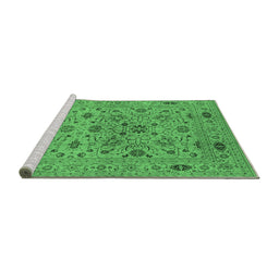 Sideview of Machine Washable Oriental Emerald Green Industrial Area Rugs, wshurb3218emgrn