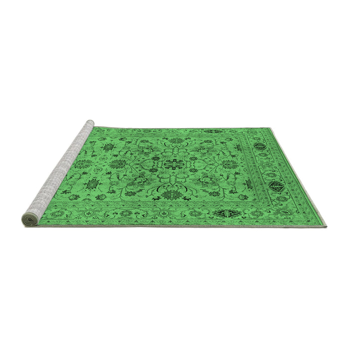 Sideview of Machine Washable Oriental Emerald Green Industrial Area Rugs, wshurb3218emgrn